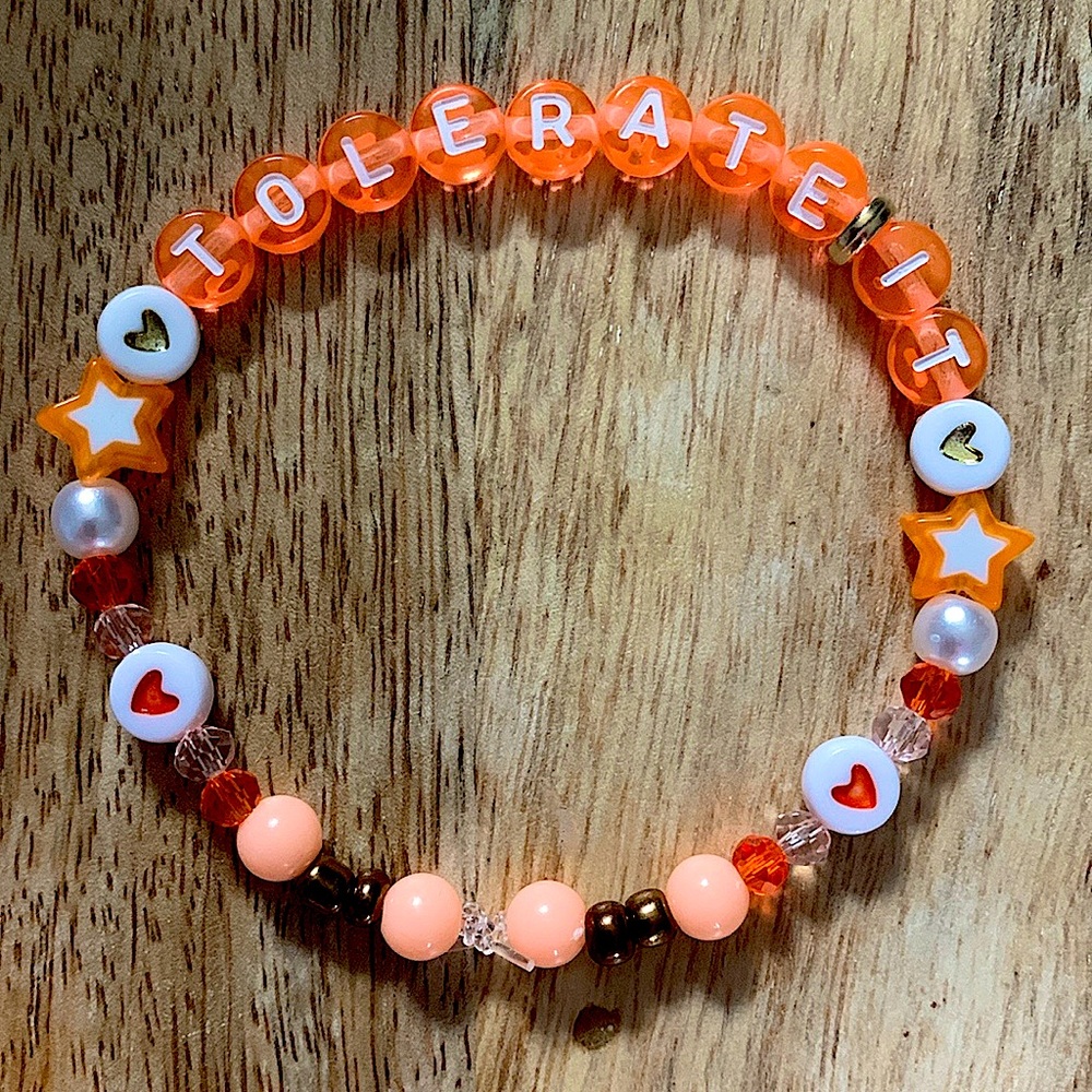 5 for $10 Taylor Swift Handmade Friendship Beaded Bracelet
“Tolerate It”
